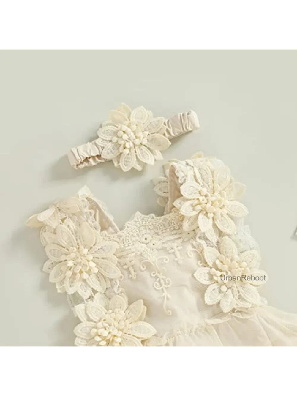 Floral Boho Lace Baby Girl Romper Bodysuit Sleeveless Cotton Linen